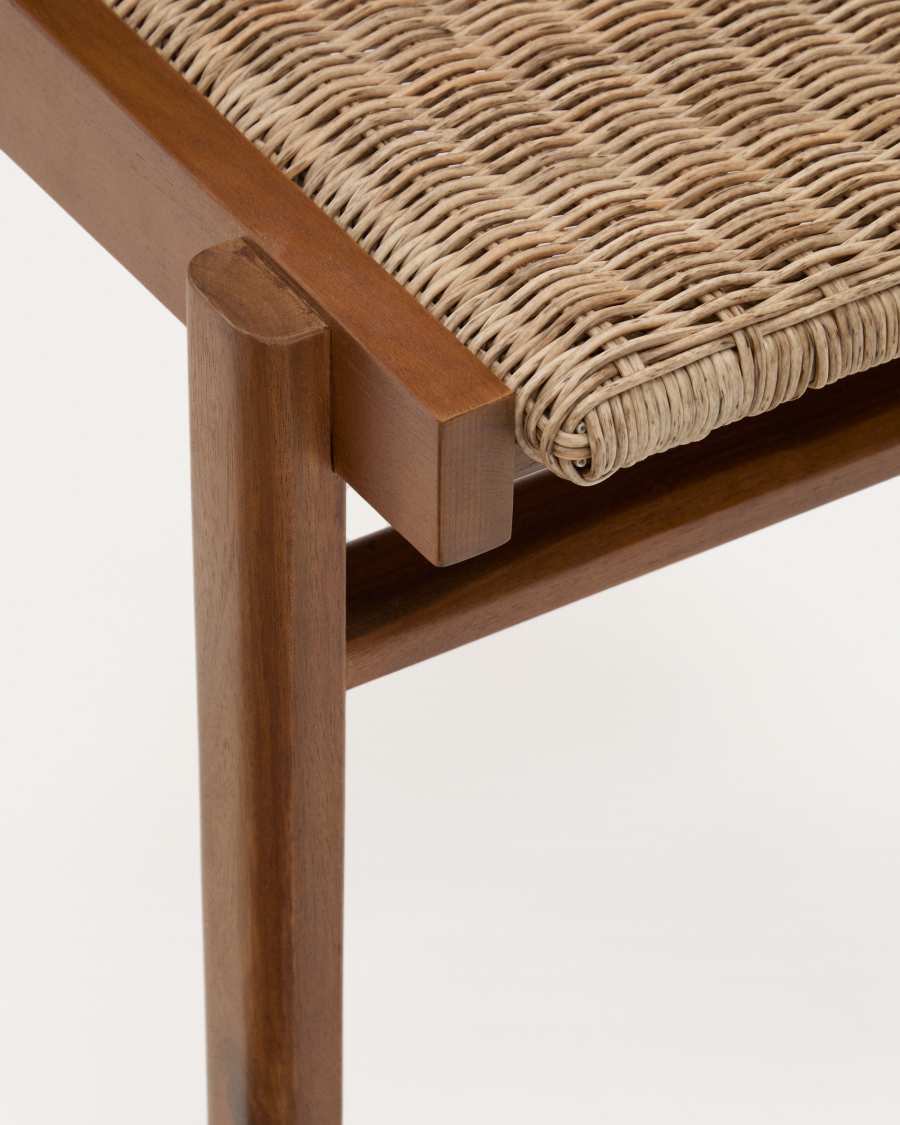 Japandi Stuhl aus Teakholz und Rattan