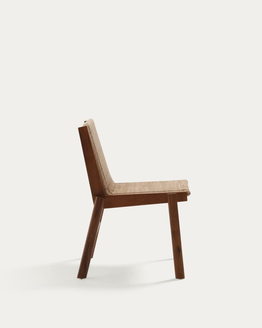 Japandi Stuhl aus Teakholz und Rattan
