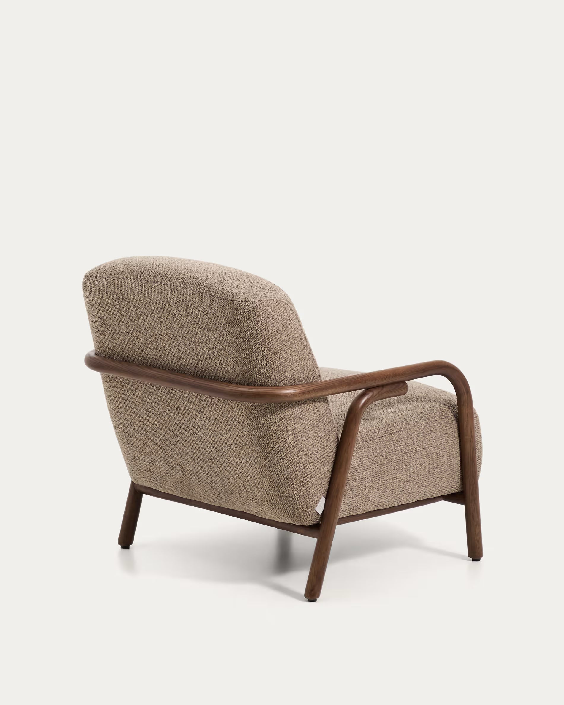 Sessel Japandi Taupe Chenille Eschenholz Nussbraun