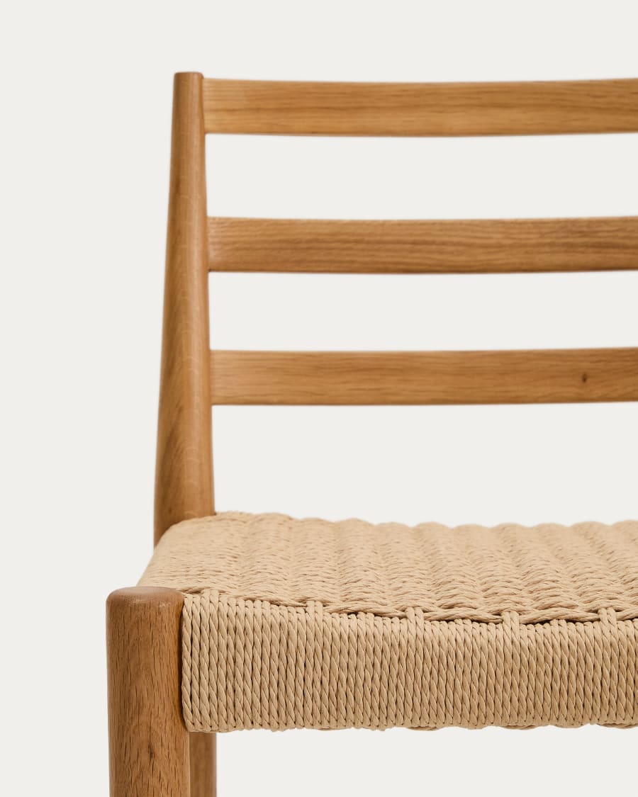 Japandi Barhocker aus Eiche & Seil –