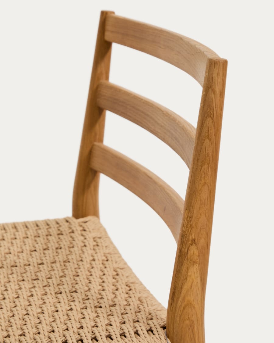 Japandi Barhocker aus Eiche & Seil –