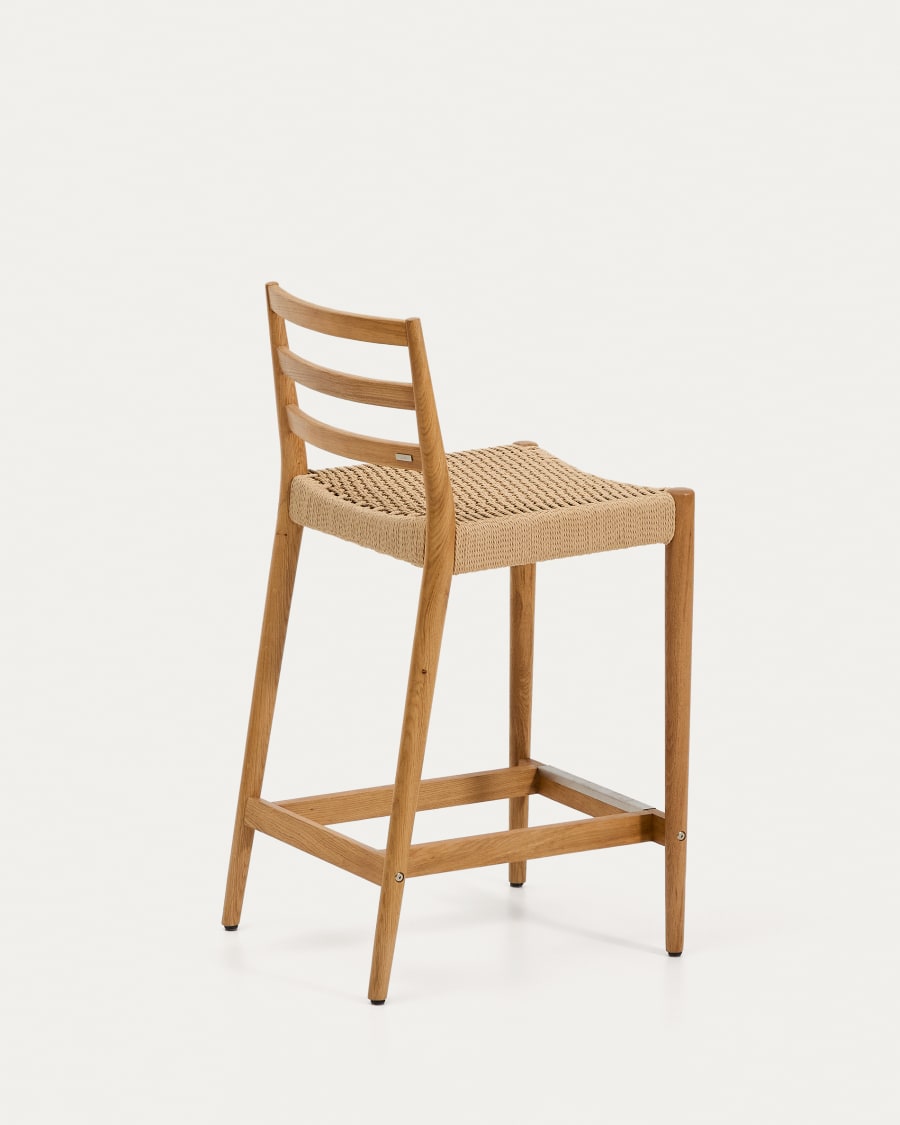 Japandi Barhocker aus Eiche & Seil –