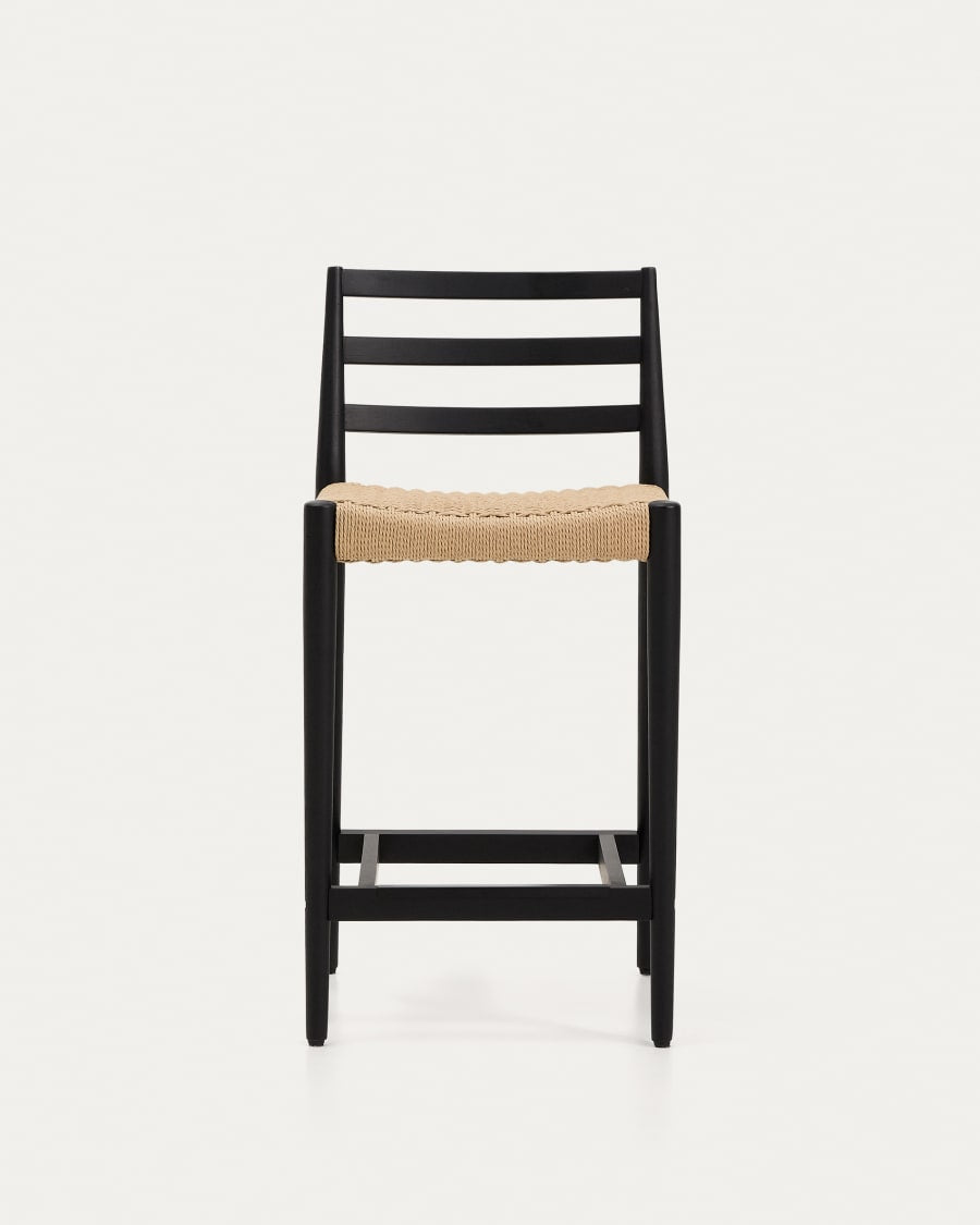 Japandi Hocker aus schwarzem Holz