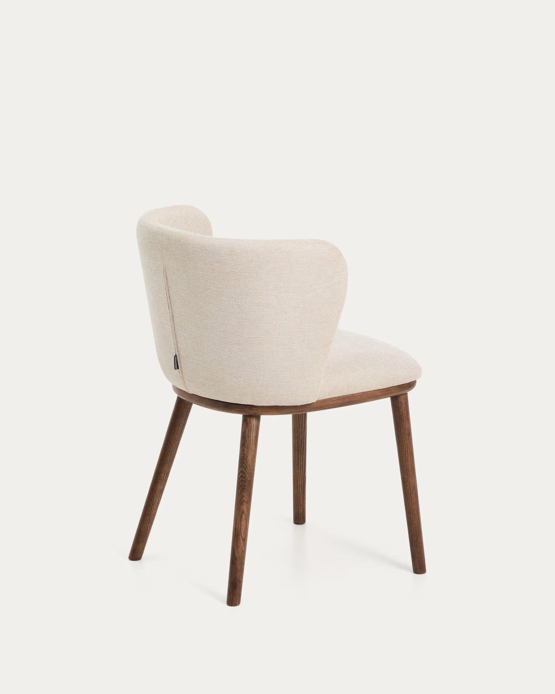 Japandi Sessel Beige Chenille Eschenholz Walnuss