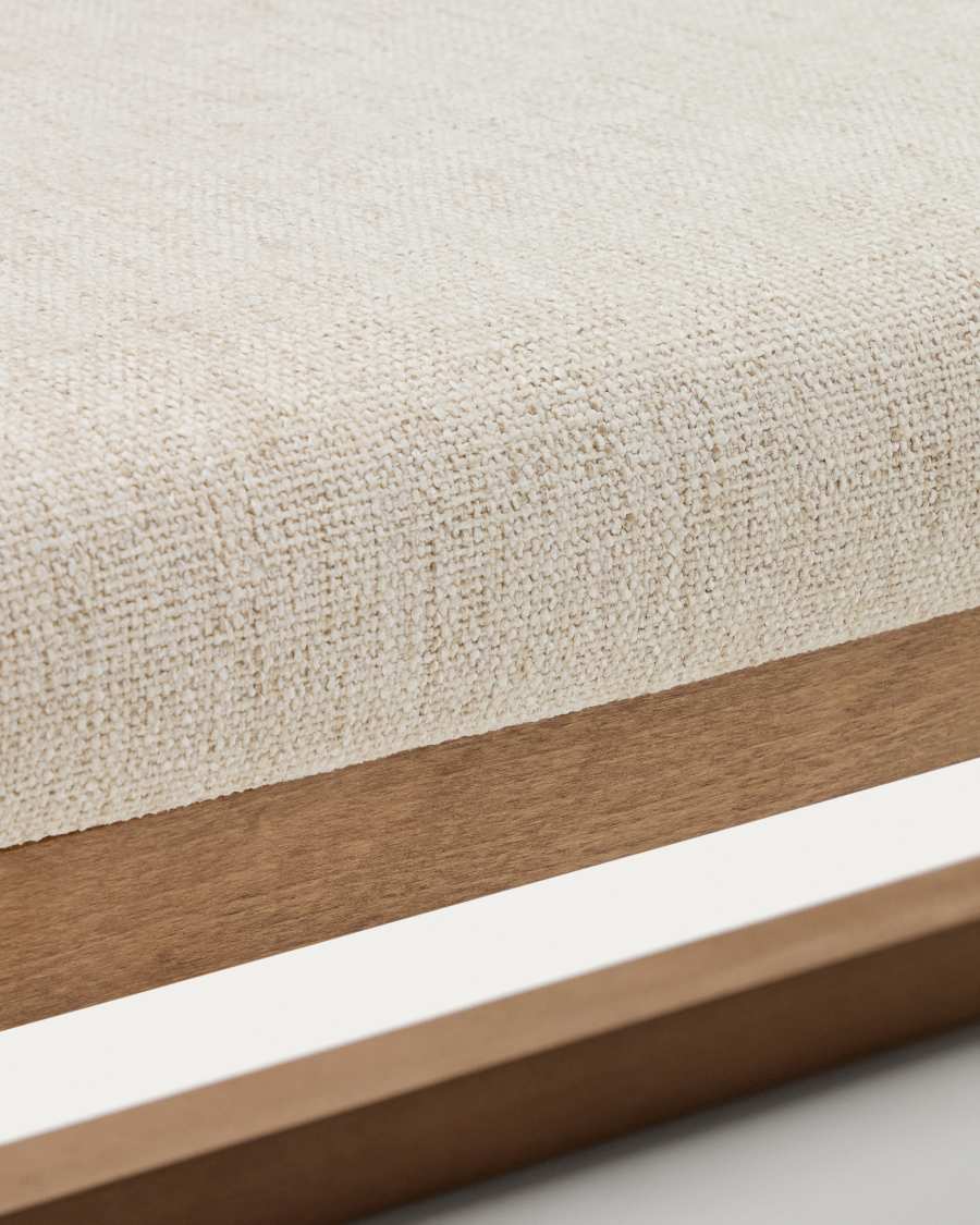 Sitzbank Japandi Beige Chenille Buchenholz Nussbaum