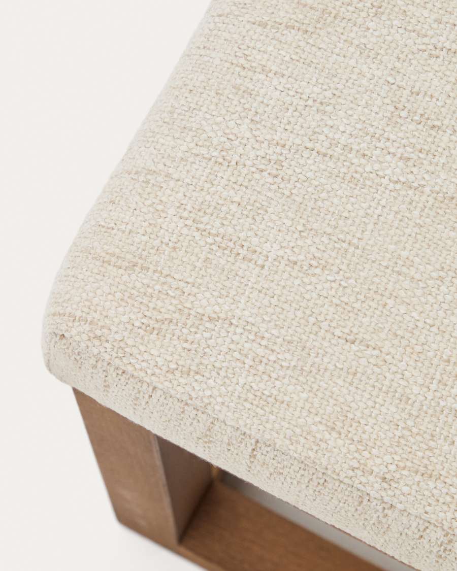 Sitzbank Japandi Beige Chenille Buchenholz Nussbaum