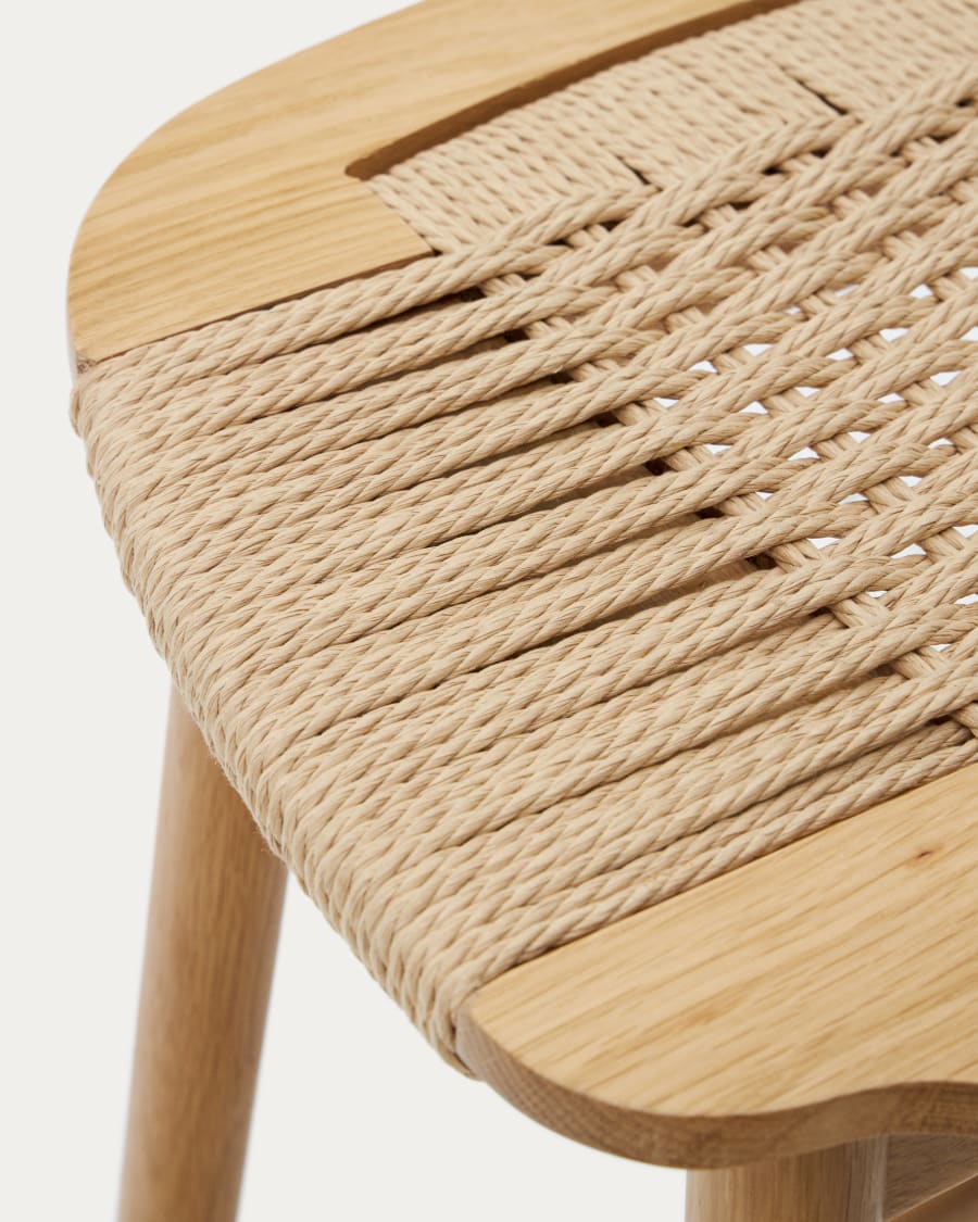 Japandi Hocker mit Geflecht
