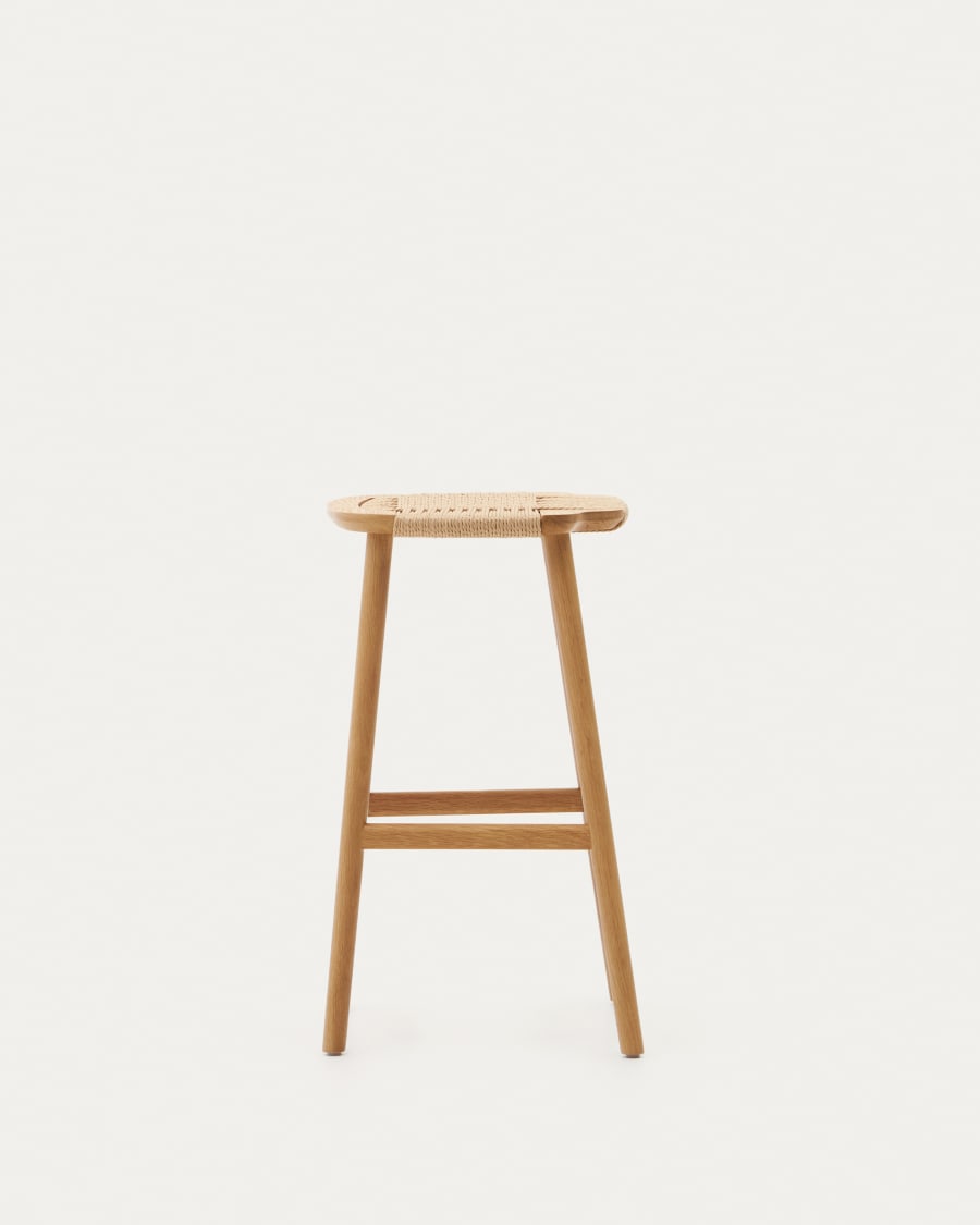 Japandi Hocker mit Geflecht