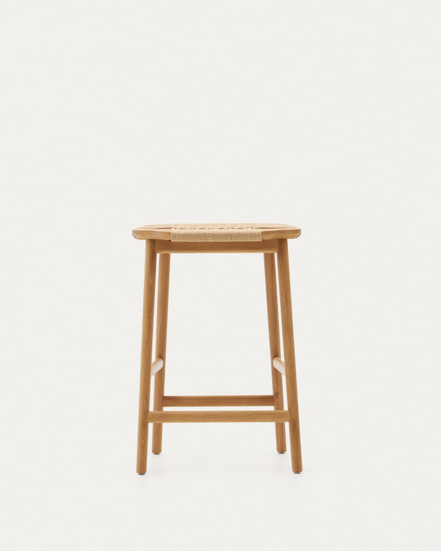 Japandi Hocker mit Geflecht