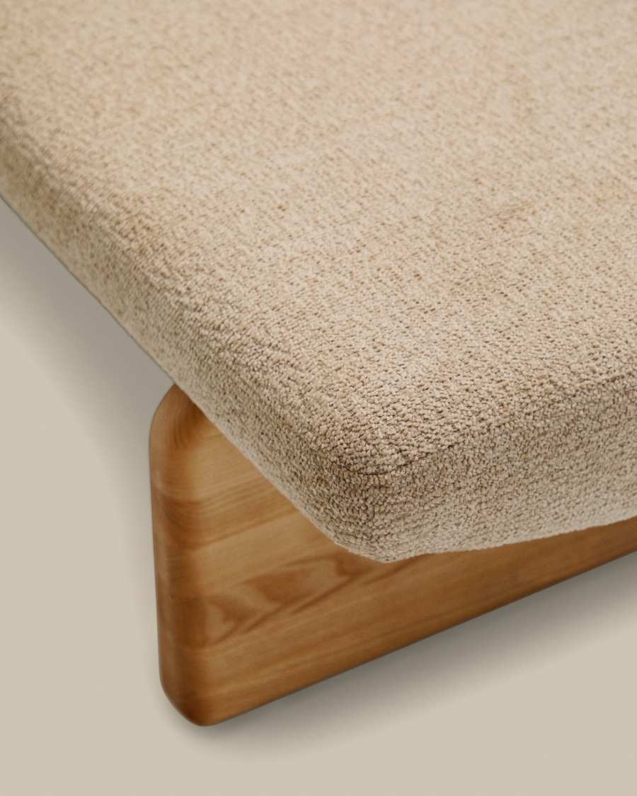Polsterbank Japandi Beige Chenille Eschenholz Natur 150 cm