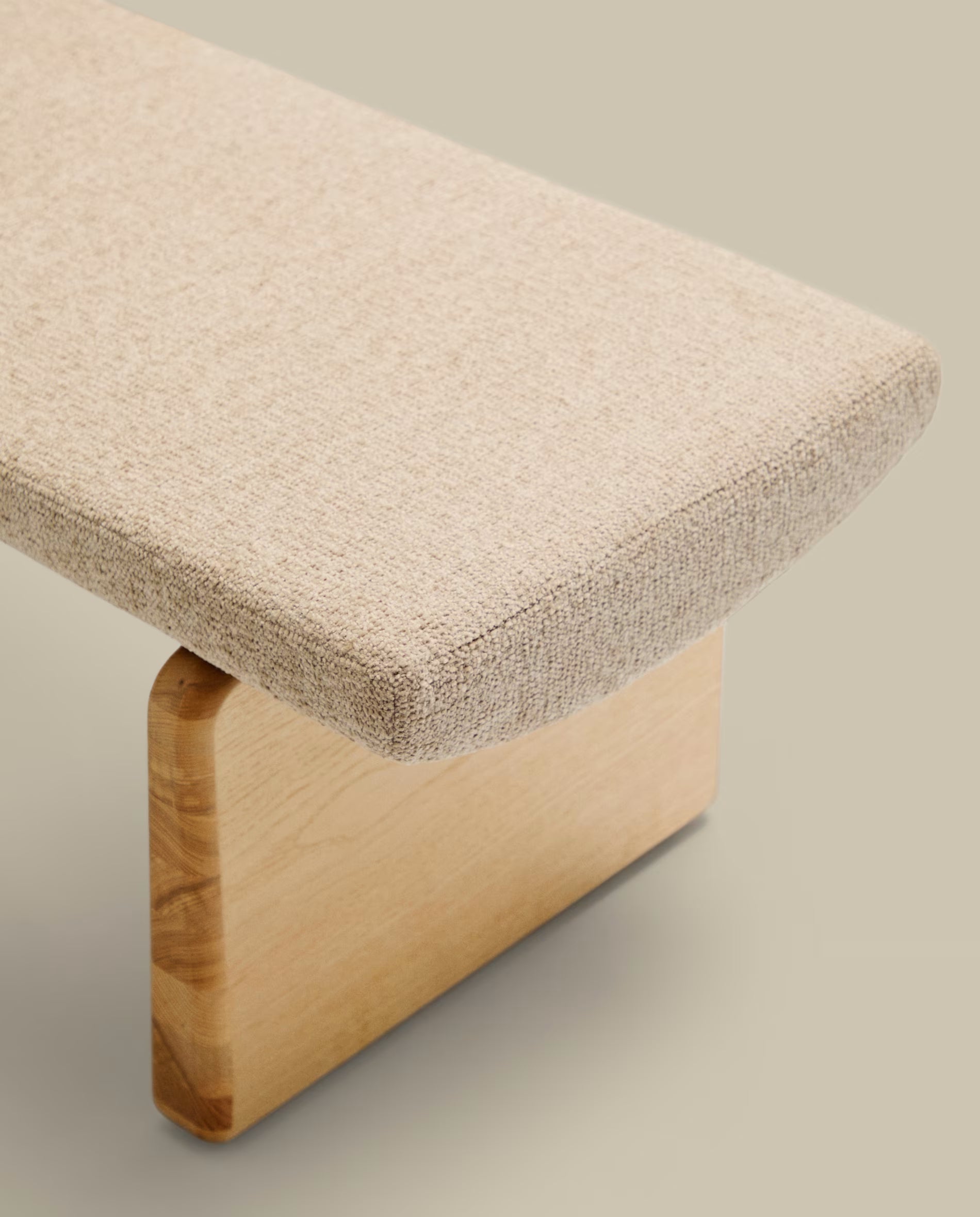 Polsterbank Japandi Beige Chenille Eschenholz Natur 150 cm