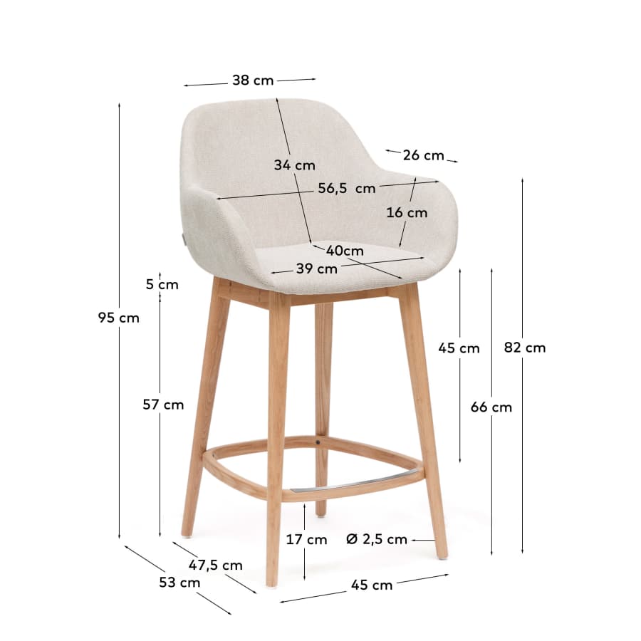 Hocker Japandi Beige Eschenholz Hell 65 cm