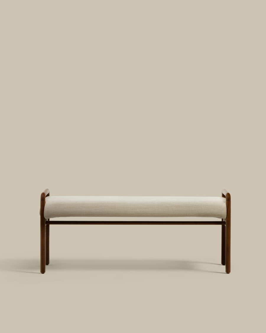 Japandi Polsterbank aus Eichenholz und Nussbaum, 120 cm