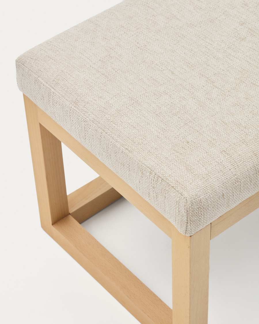Bank Japandi Beige Chenille Buchenholz Natur