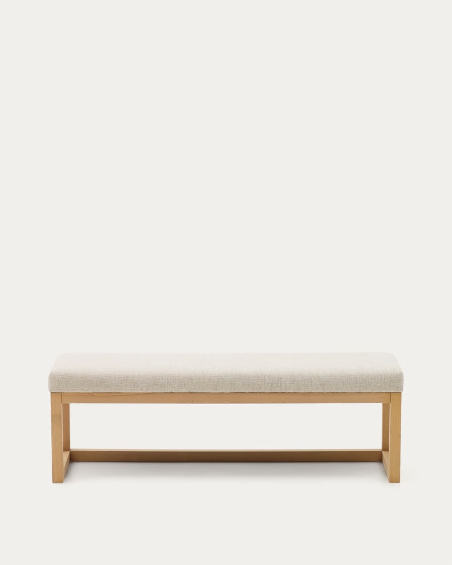 Bank Japandi Beige Chenille Buchenholz Natur