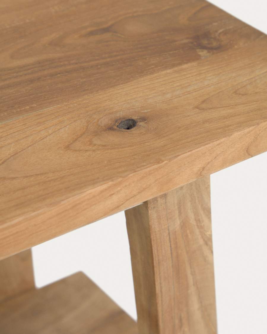 Fußhocker Japandi aus recyceltem Teakholz 50x32 cm