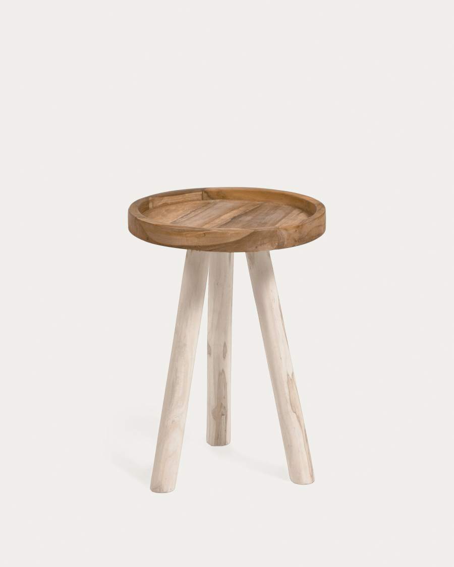 Beistelltisch Japandi Teakholz Rund 35 cm