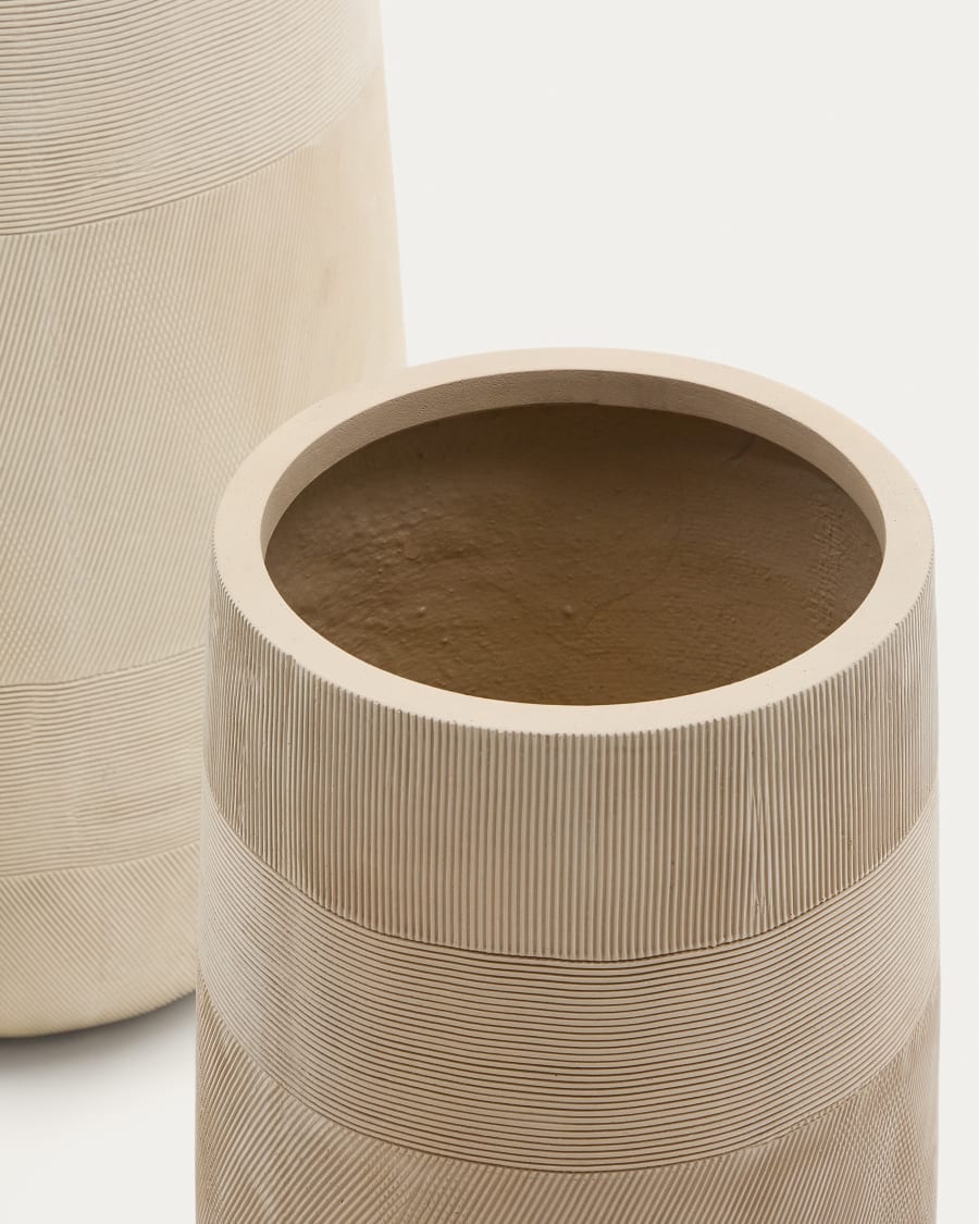 Beige Zement Japandi Pflanzgefäß Set