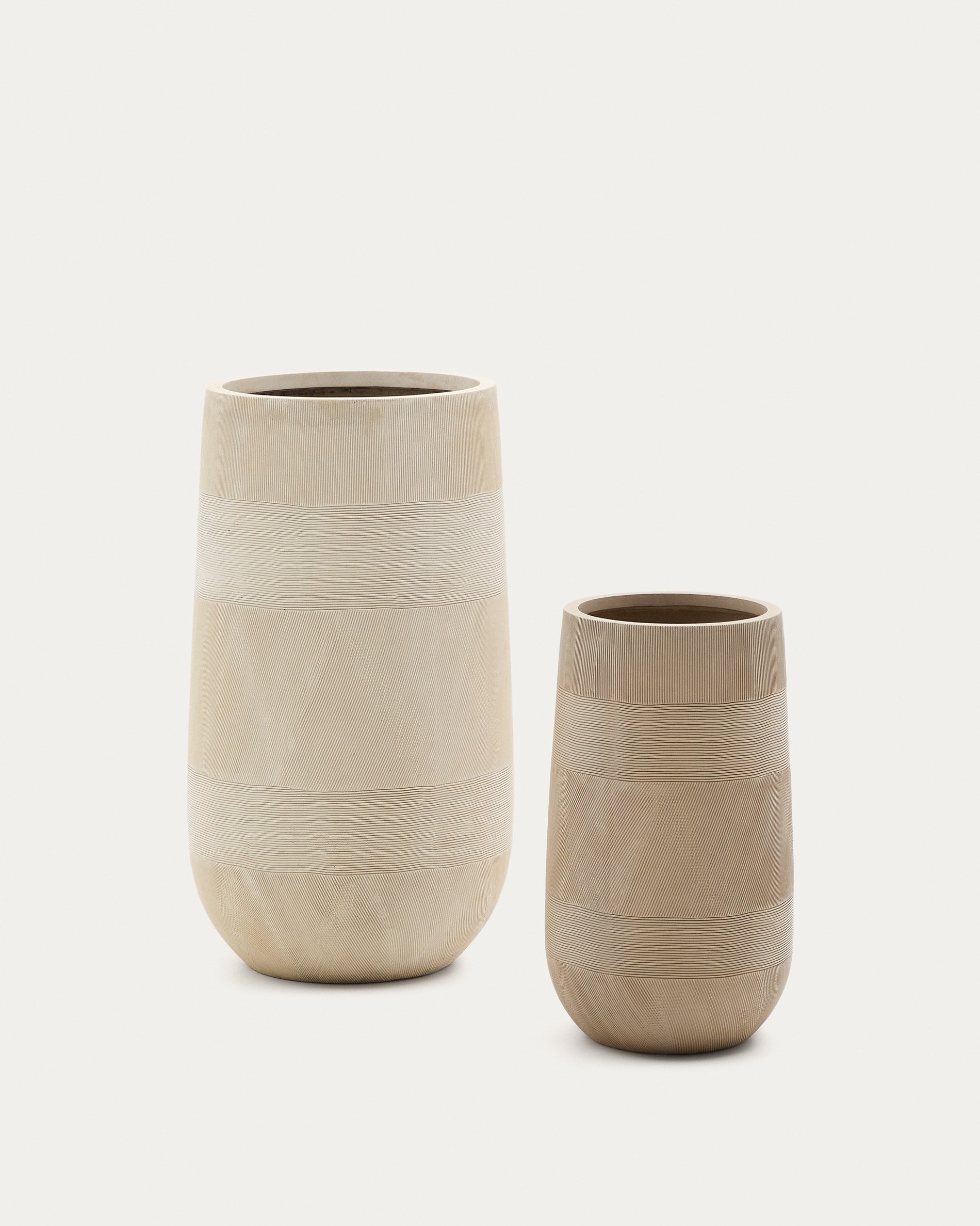 Beige Zement Japandi Pflanzgefäß Set