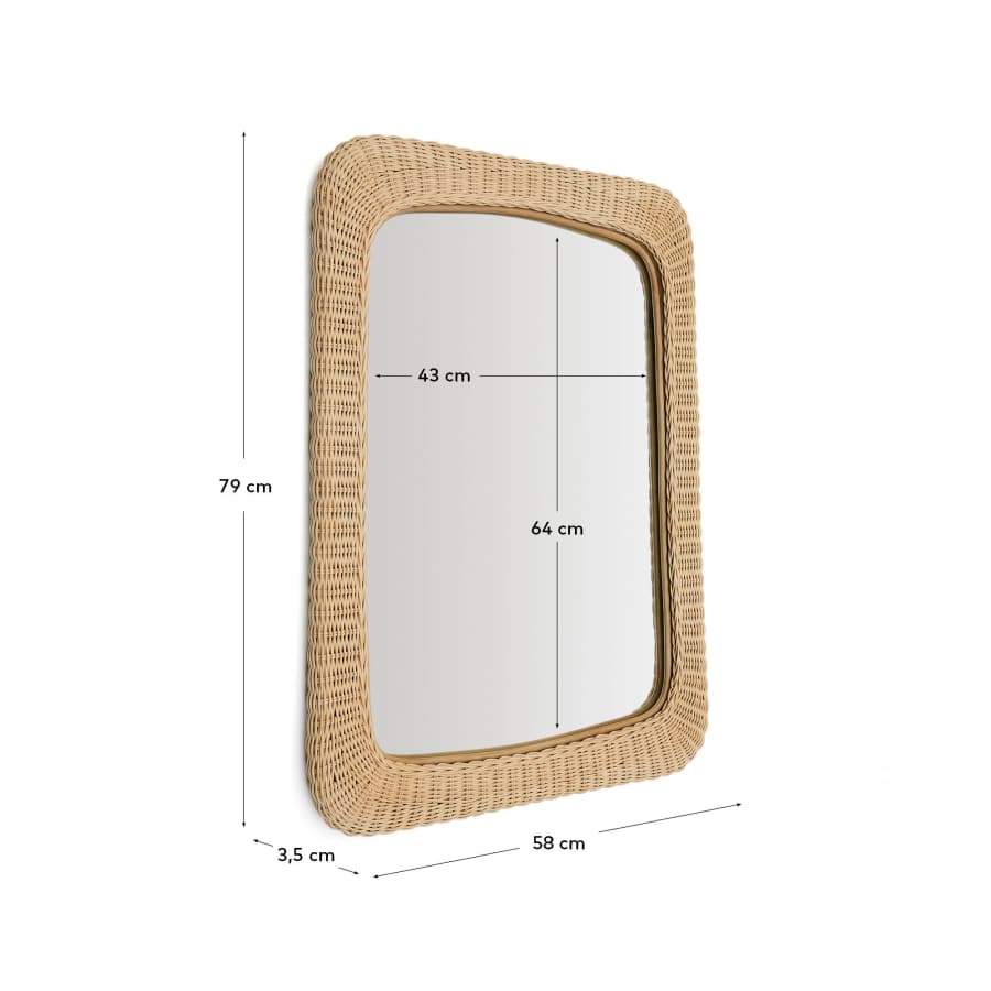 Spiegel Japandi Rattan 58x79 cm
