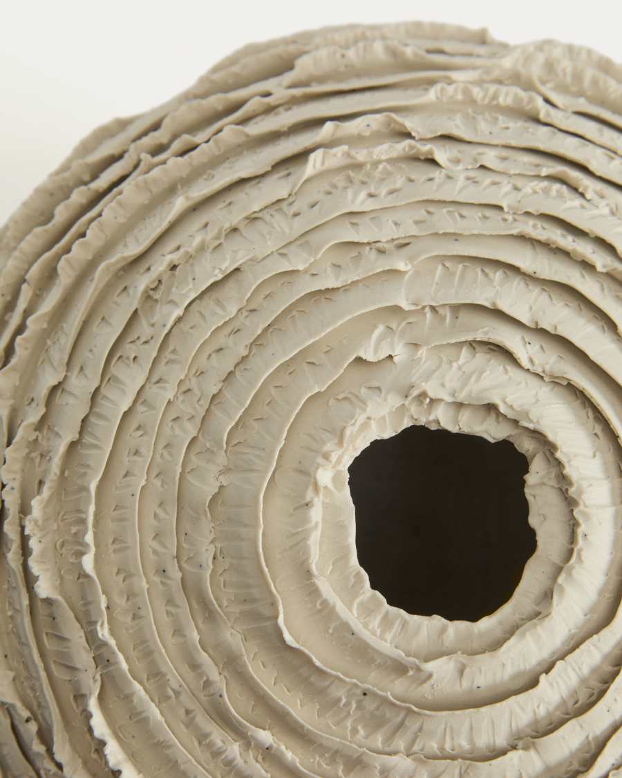 Japandi Vase aus Beige Keramik, 21 cm