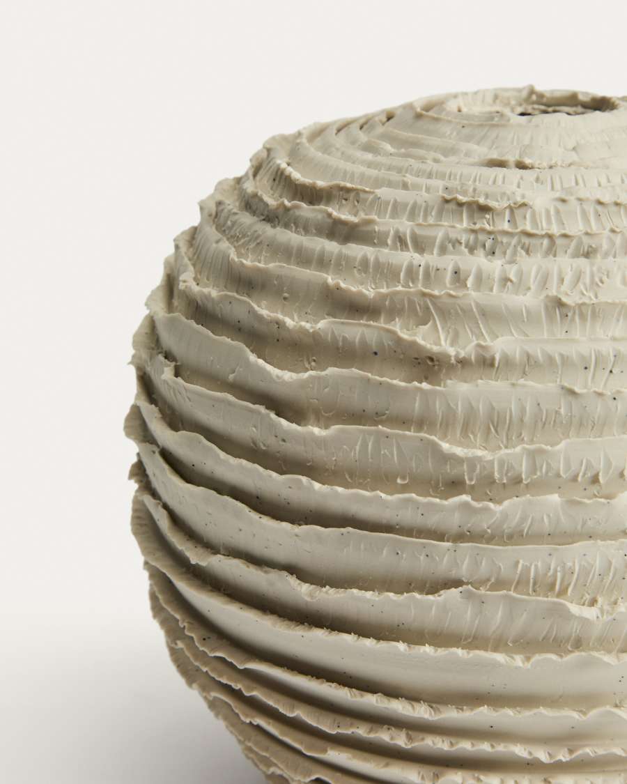 Japandi Vase aus Beige Keramik, 21 cm
