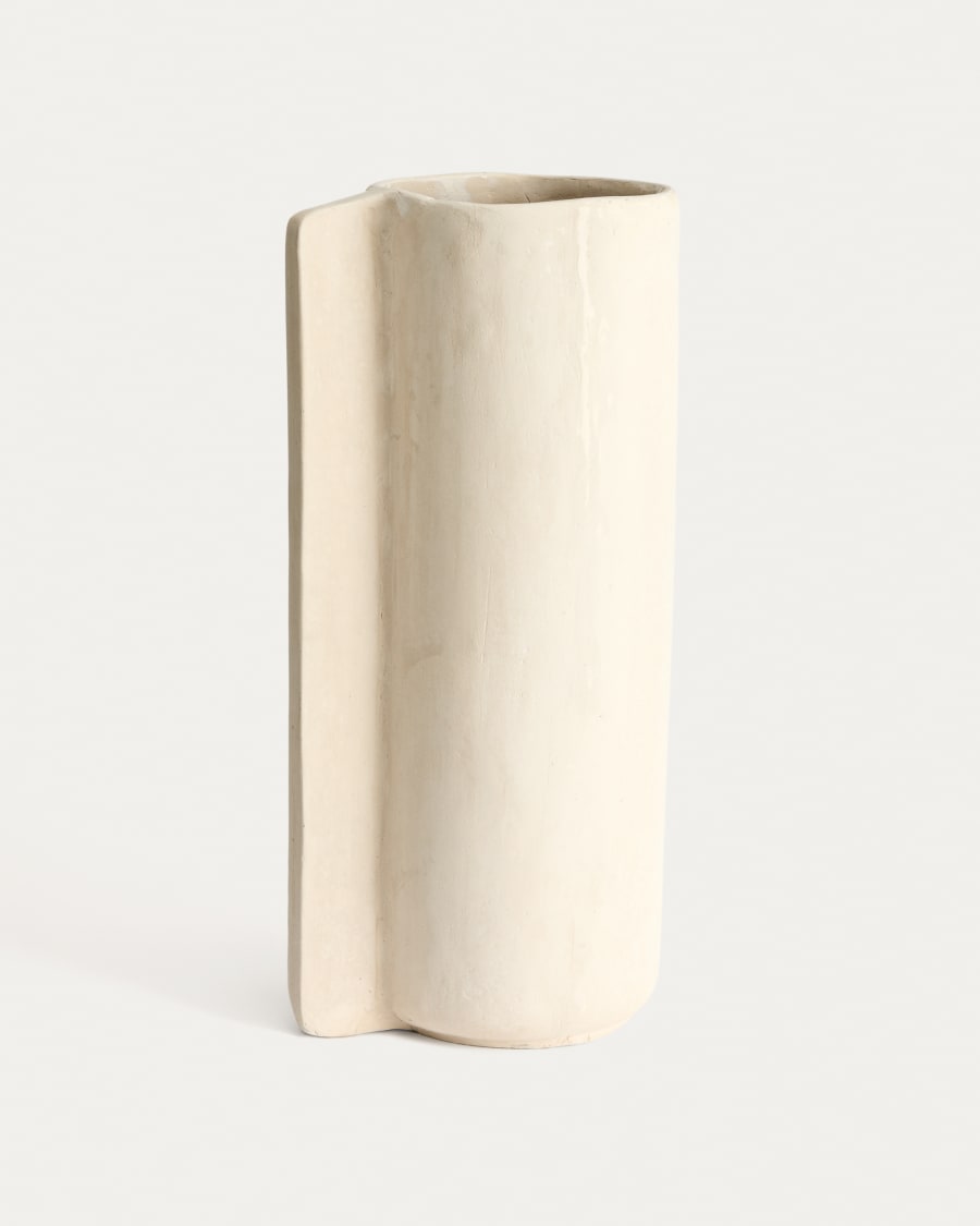 Beige Pappmaché Japandi Vase