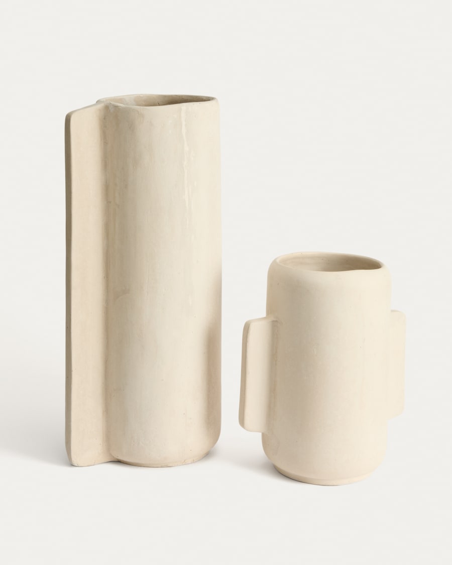 Beige Pappmaché Japandi Vase