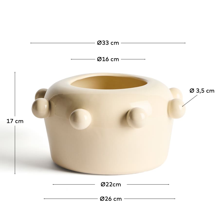 Japandi Vase Ecru Keramik Glänzend 17 cm