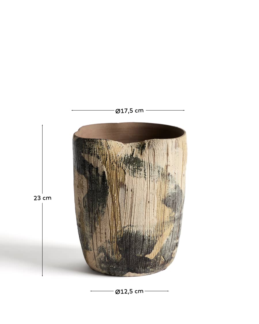 Japandi Vase aus Keramik in Braun 23 cm