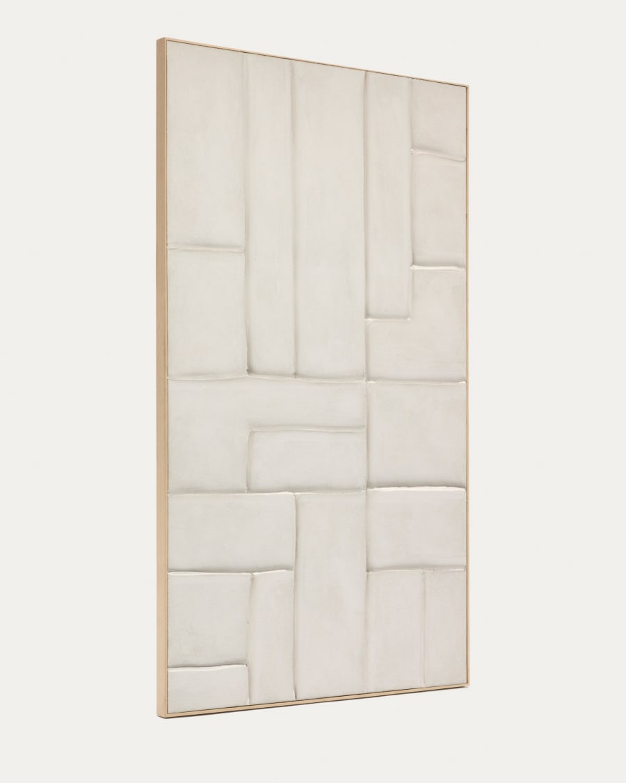 Japandi Leinenbild Geometrisch Weiß 120x200 cm