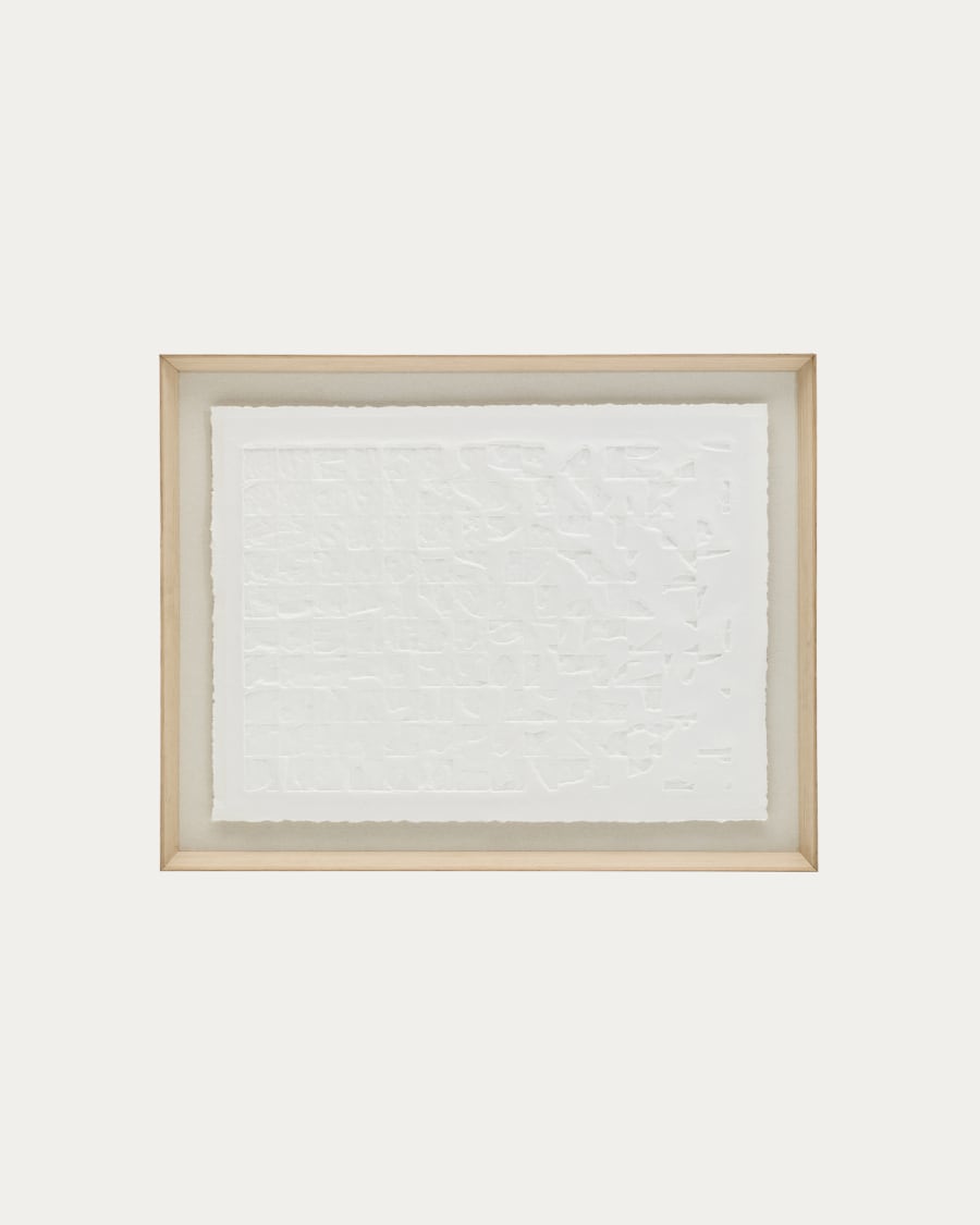 Japandi Bild aus Pappmaché Weiß 90 x 70 cm