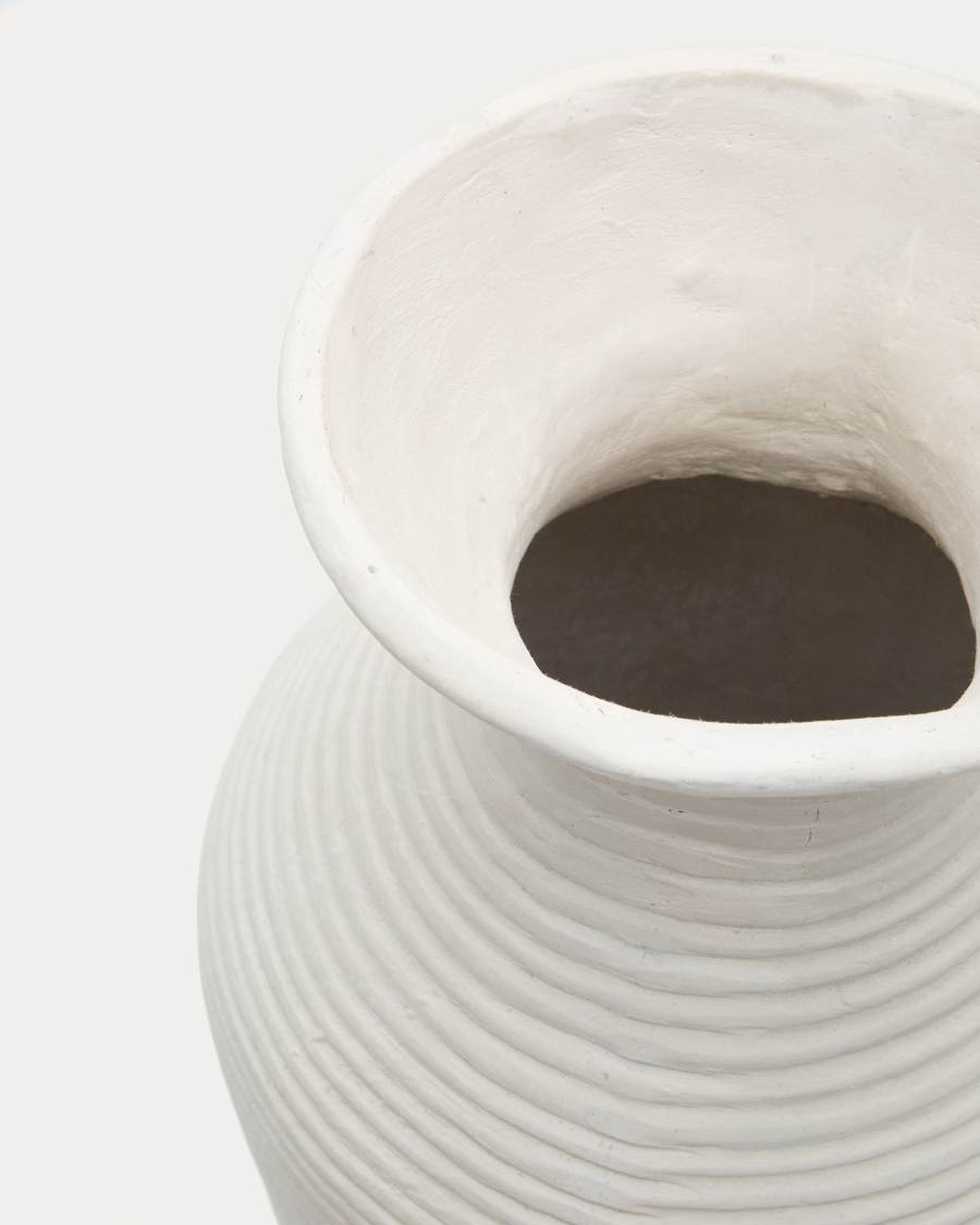 Japandi Vase Weiß aus Pappmaché 72 cm