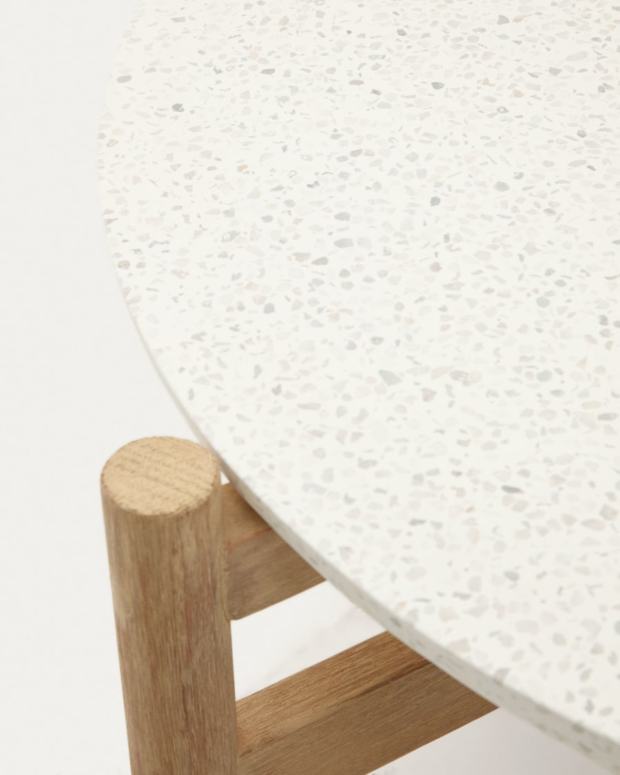 Japandi Couchtisch aus Holz und Zement