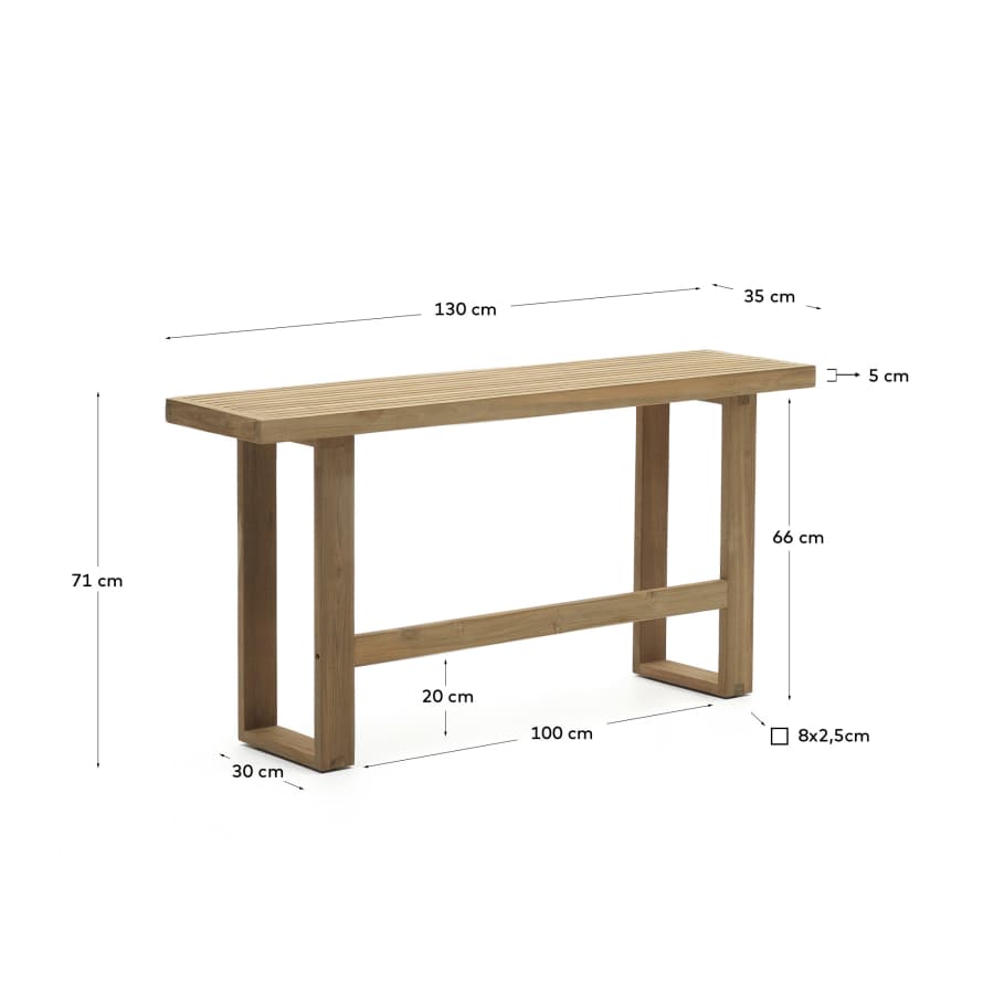 Hohe Gartenbank Japandi Recyceltes Teakholz 130 cm