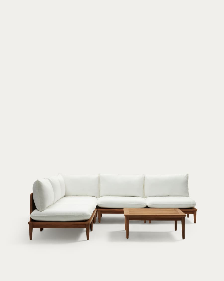 Modulares Japandi Sessel-Set aus Teakholz, 4-teilig