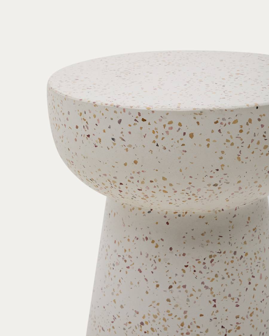 Beistelltisch Japandi Terrazzo Weiß 40 cm