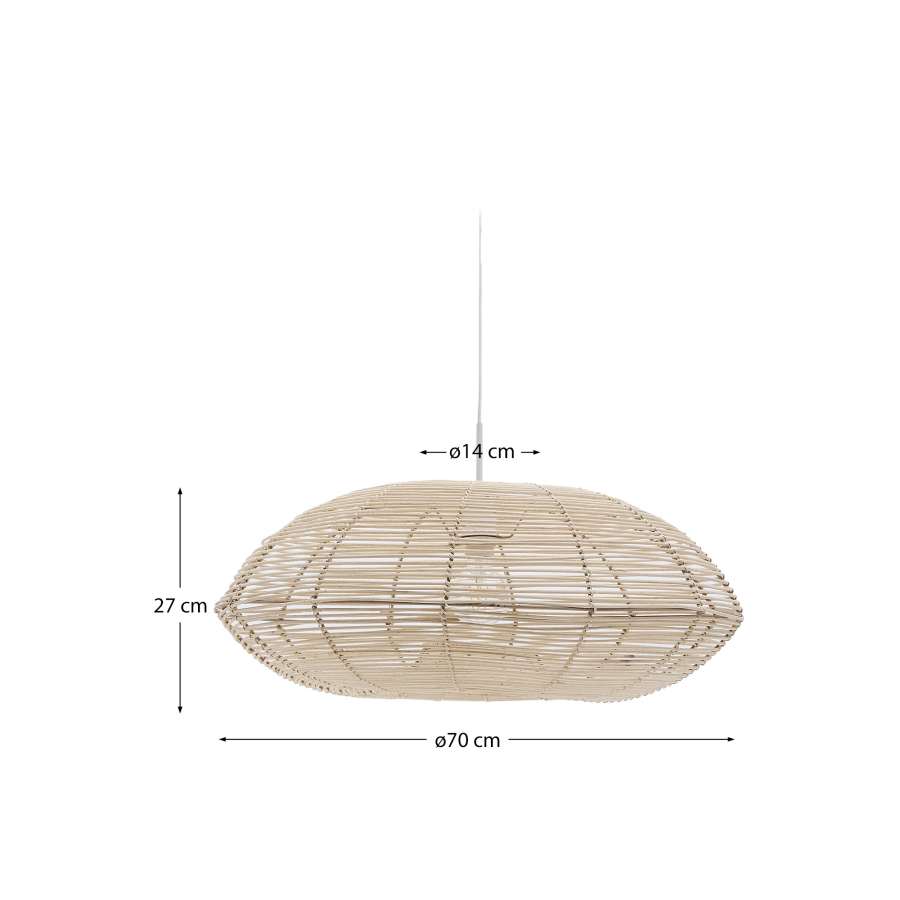 Deckenleuchte Japandi Rattan Hell 70 cm Lampenschirm