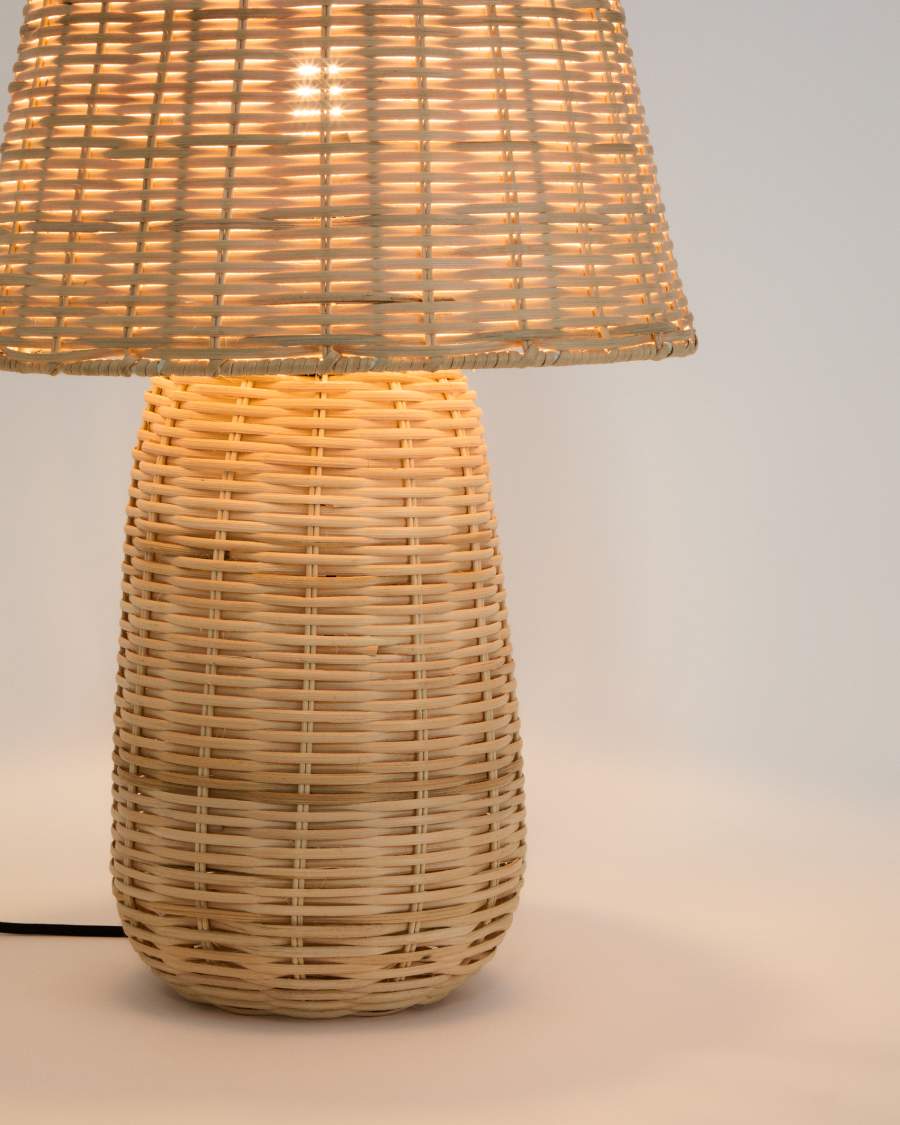 Japandi Rattan Tischlampe Hell