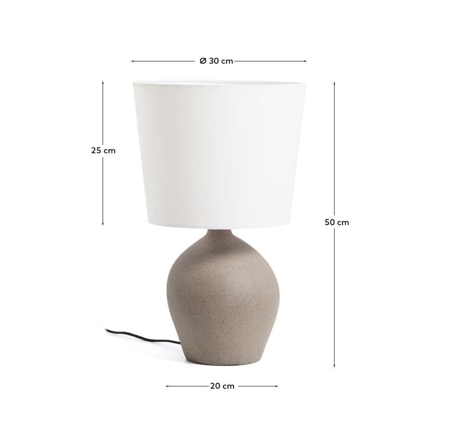 Tischlampe Japandi Steinoptik Baumwollschirm