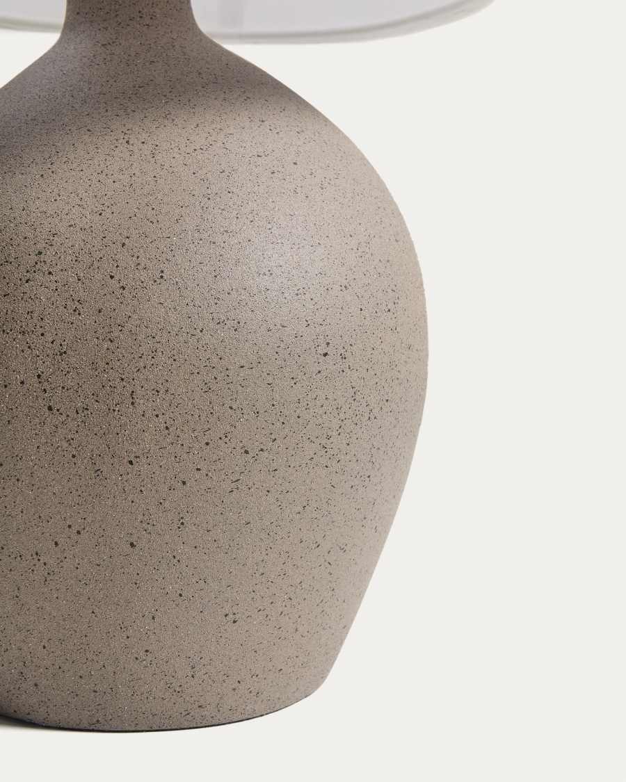Tischlampe Japandi Steinoptik Baumwollschirm