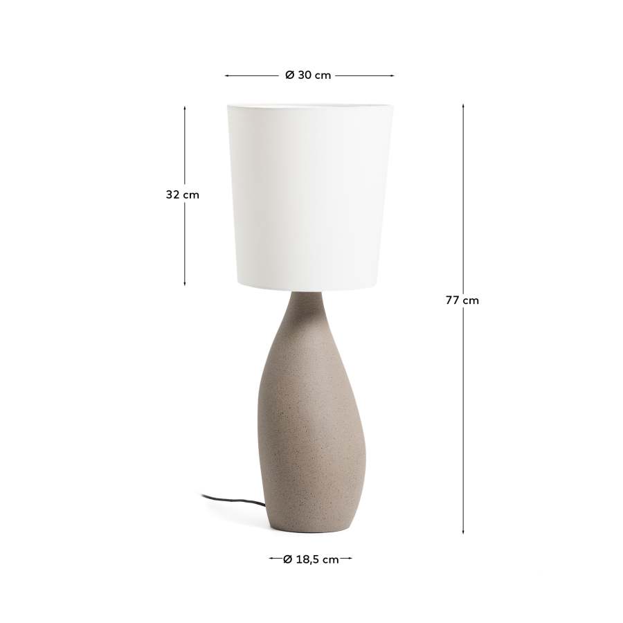 Tischlampe Japandi Steinoptik Baumwollschirm