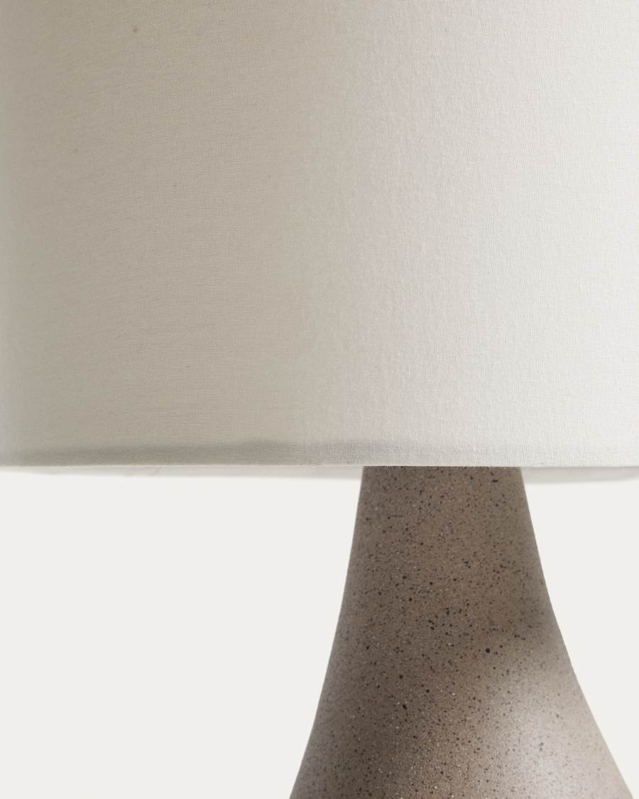 Tischlampe Japandi Steinoptik Baumwollschirm