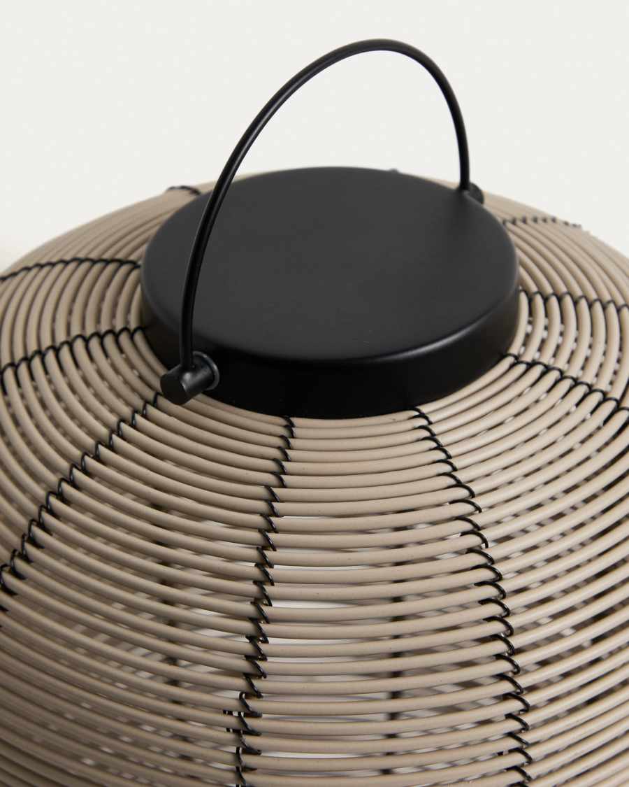 Japandi Tischlampe Rattan Hellgrau Tragbar LED