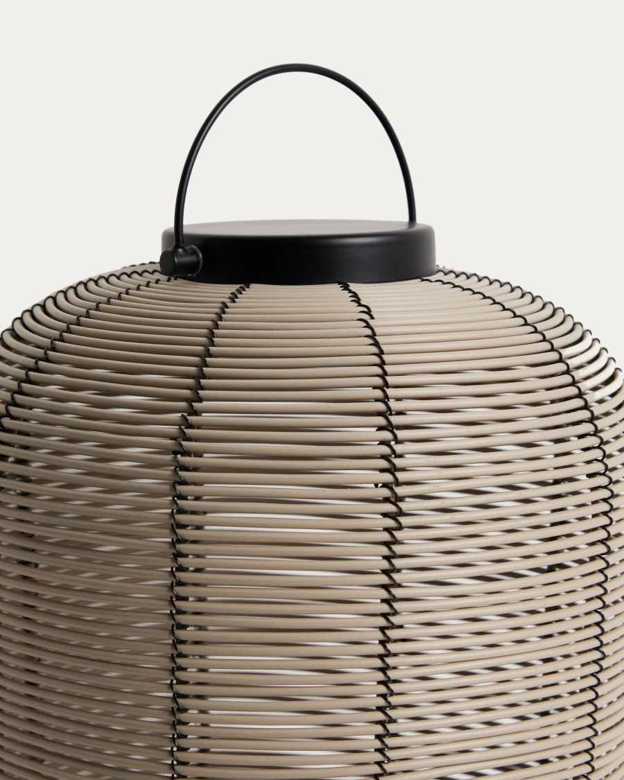 Japandi Tischlampe Rattan Hellgrau Tragbar LED