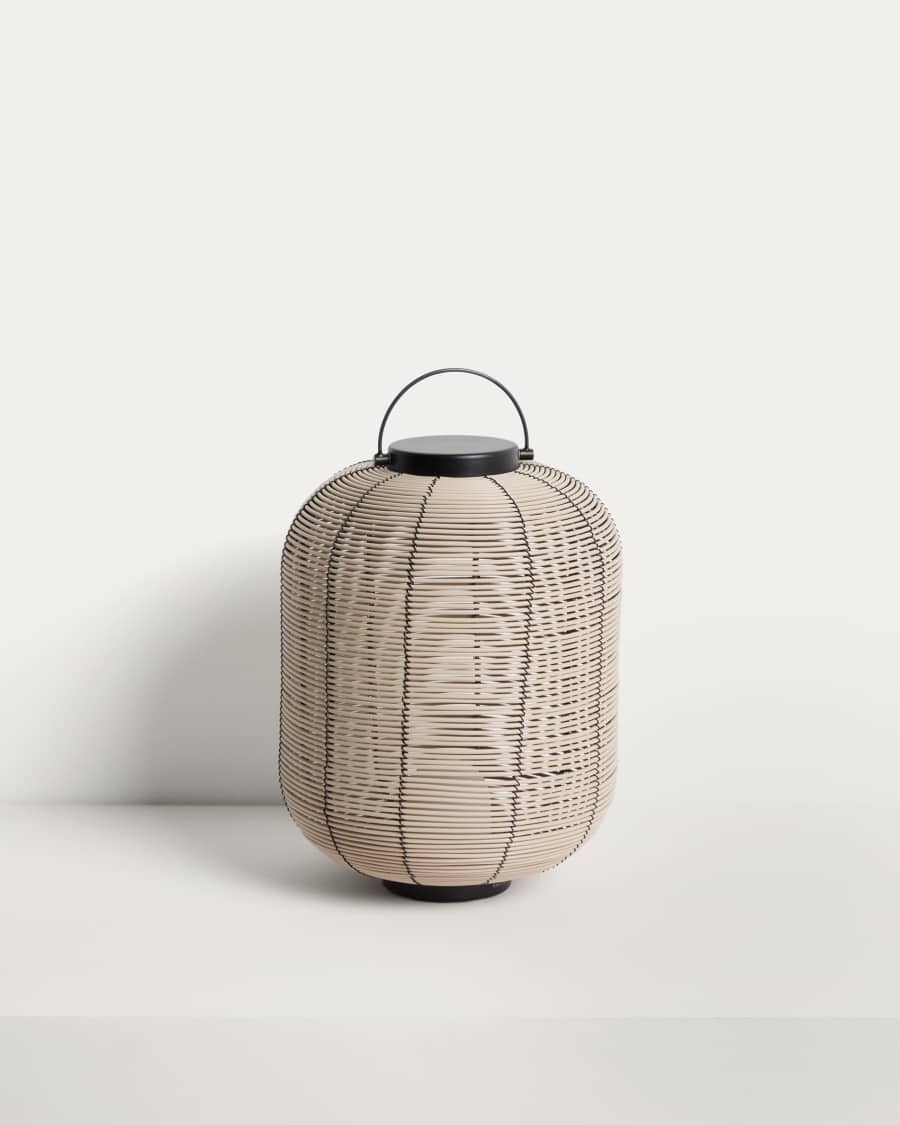 Japandi Tischlampe Rattan Hellgrau Tragbar LED