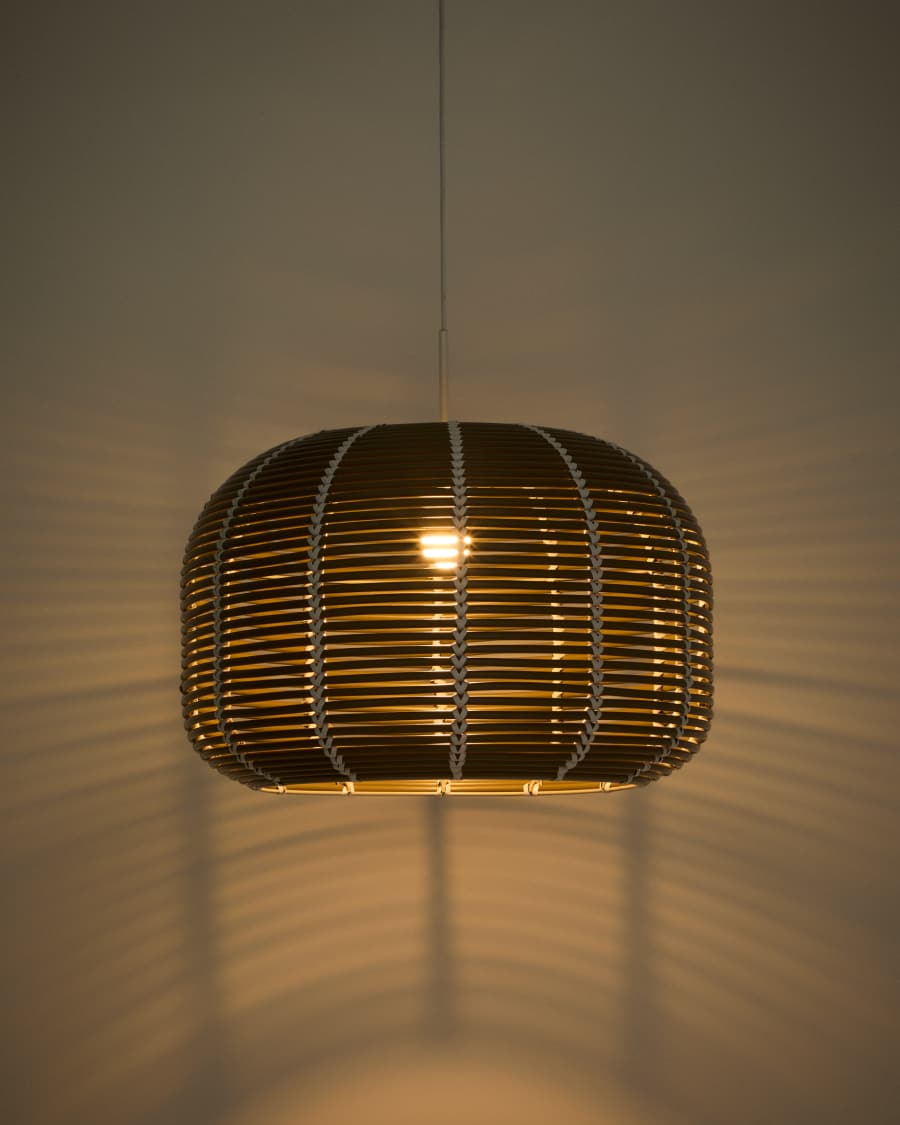 Deckenleuchte Lampenschirm Japandi Rattan Taupe Outdoor 50 cm