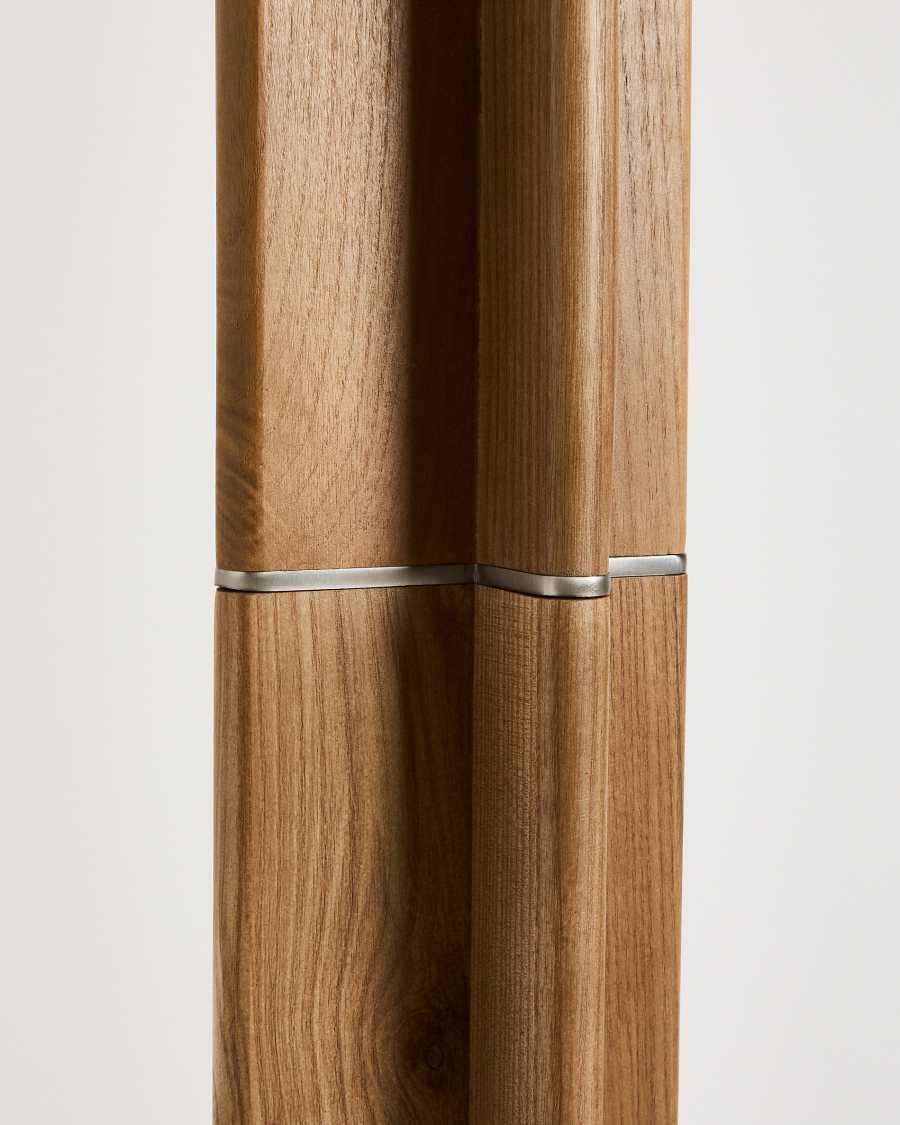 Stehlampe Japandi Kautschukholz Natur mit Baumwollschirm
