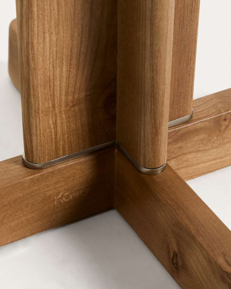 Stehlampe Japandi Kautschukholz Natur mit Baumwollschirm