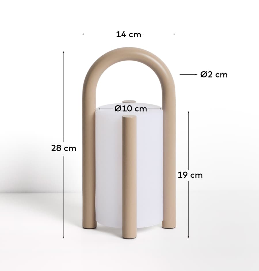 Kleine Tragbare Japandi Tischlampe aus Polyethylen in Taupe